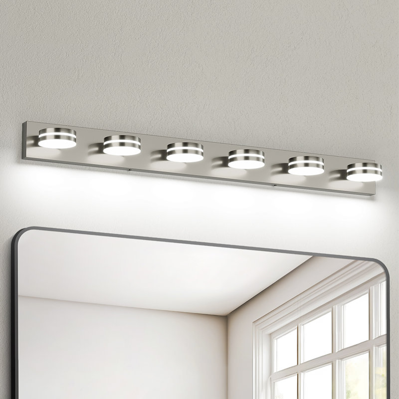 Luminaire de salle de bain à DEL à intensité variable avec têtes réglables, lumière du jour 5500K, Six lumières