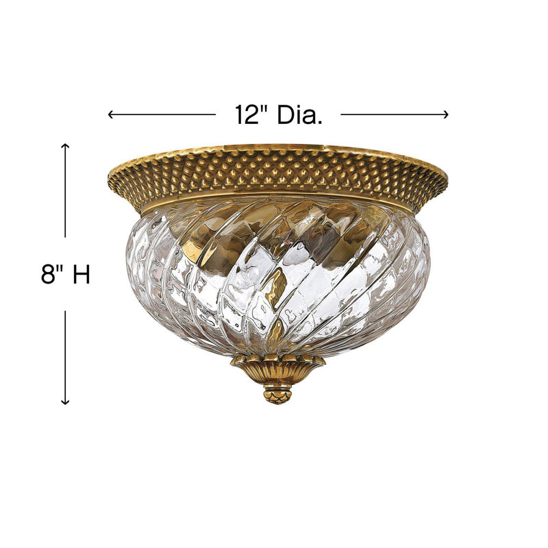 Mary 2 Light Flush Mount, Burnished Brass