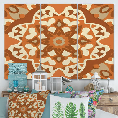 " Moroccoan Tiles in Earth Tones III " 3 Piece Art Graphic Art Print
