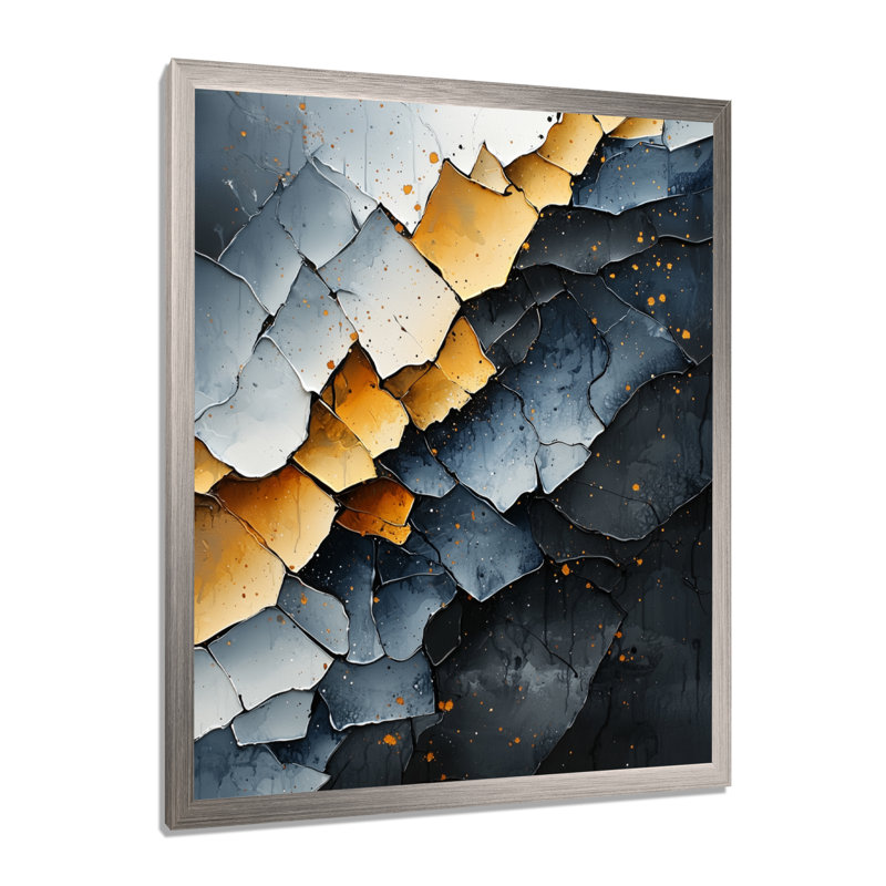 Thom - Art mural abstrait, salon, H 44 po x l 34 po, Reproduction encadrée d'une seule photo, Argent argent