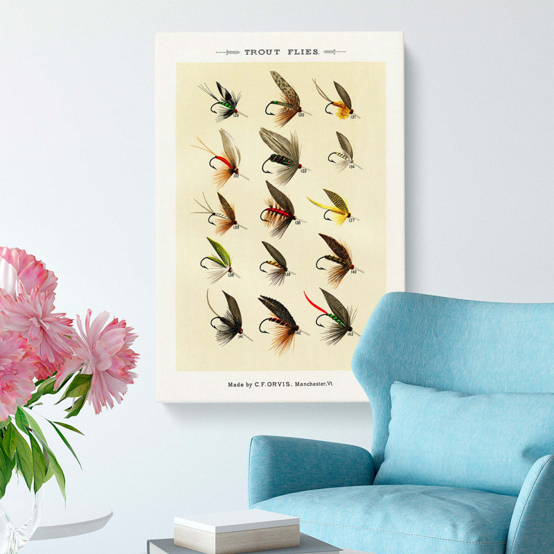 Trout Fishing Flies Version 8 by Mary Orvis Marbury - Wrapped Canvas, 50cm H x 35cm W x 3cm D