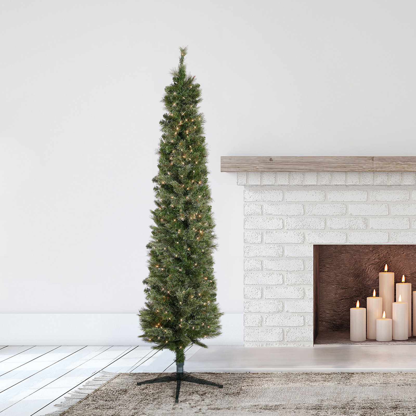 Stanley 9' Pre-Lit Spruce Christmas Tree, 7', Clear