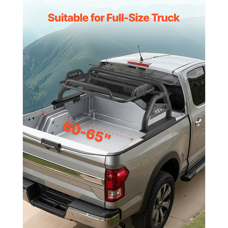 Barre anti-roulis pour camion, support de barre de sport réglable universel, avec porte-bagages pour camionnette pleine grandeur, fabrication en acier au carbone avec support de lumière d'extension, revêtement résistant à la rouille