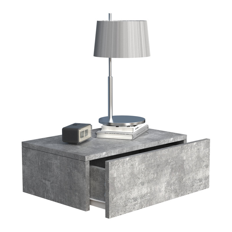 Satender Manufactured Wood Bedside Table, in Grey, 15cm H x 45cm W x 30cm D