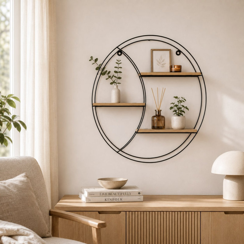 Metal Floating Shelf, Round