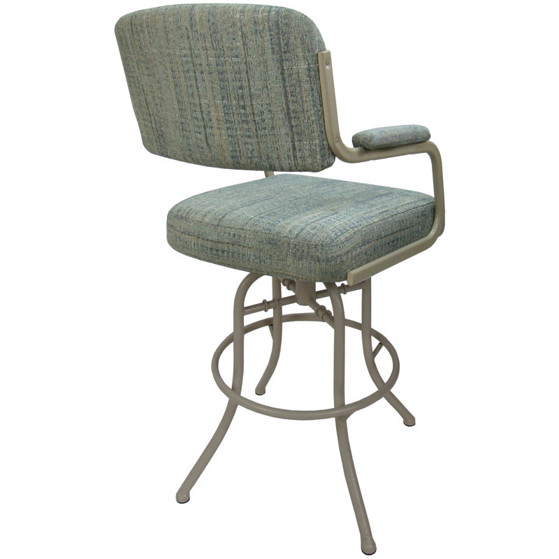 Tabouret de comptoir pivotant 26 po Gurpriya, Mélange de polyester bleu / cadre beige