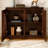 Mid Century Modern Fluted Sideboard Cabinet With 2 Outlet Holes, Buffet Cabinet With Storage, Narrow Side Cabinet For Living Room Entryway Hallway Kitchen Coffee Bar, Dark Walnut-979649644
