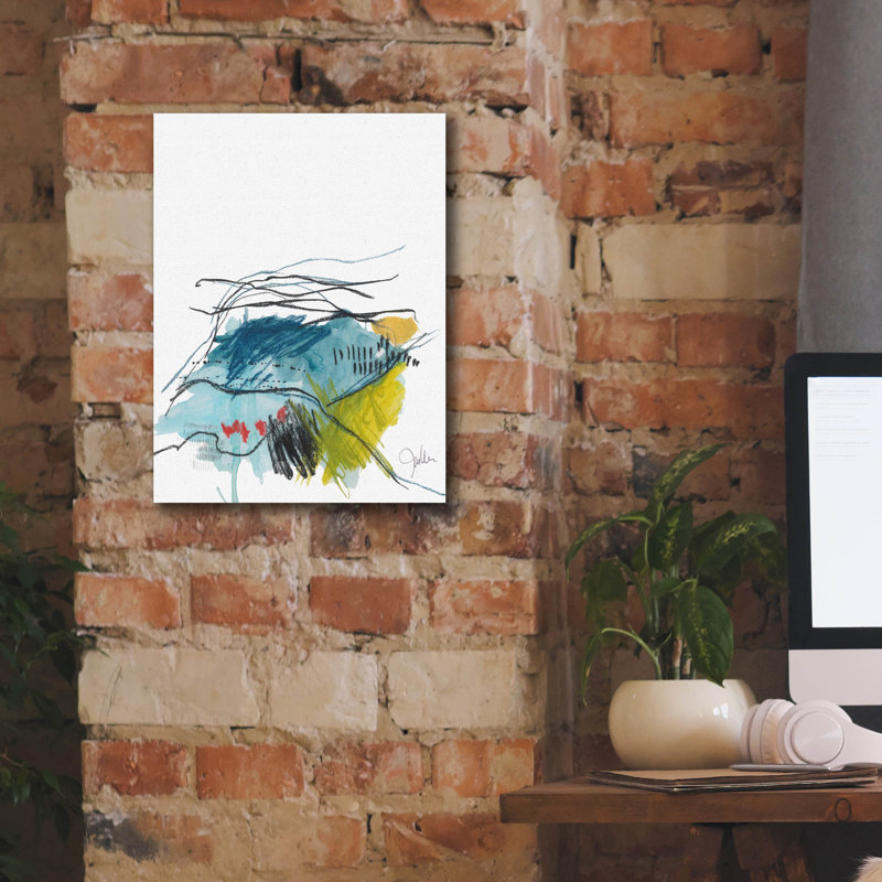 «Abstract Landscape No. 35» par Jan Weiss, art mural sur toile, H 16 po x l 12 po x P 0,75 po