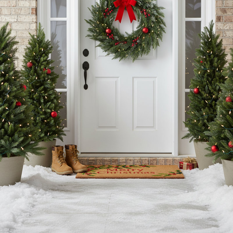 Tapis de porte antidérapant Amiel Merry Christmas, Rectangle 1 pi 5 po x 2 pi 5 po