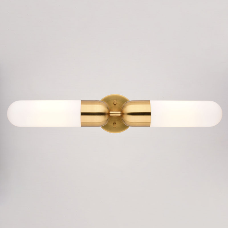 Malayeka 24.75 In. Bath Bar Vanity Light White Glass Shade, Antique Gold