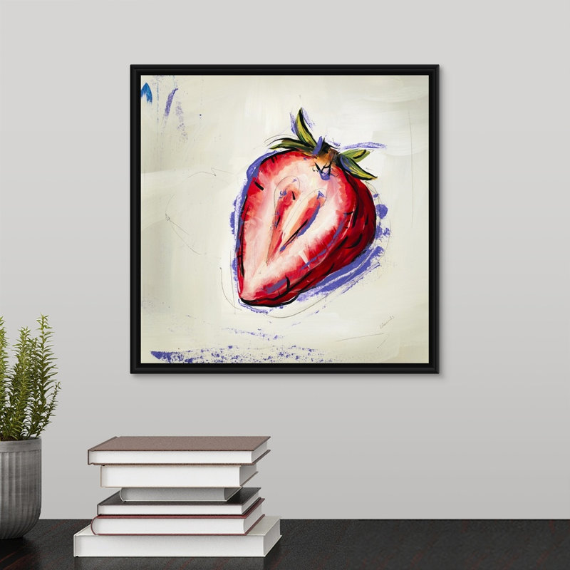 « picnic party viii », peinture sur toile, H 13,7 po x l 13,7 po x p 1,75 po, Cadre flottant noir