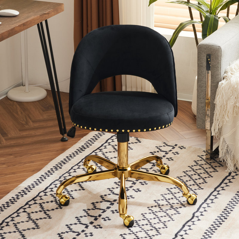 Fauteuil de bureau avec roulettes, Velours, Noir