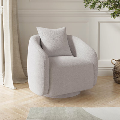 Fauteuil d'appoint pivotant, fauteuil demi-tonneau avec coussin de dossier et structure en bois pour le salon, la chambre à coucher et le bureau
