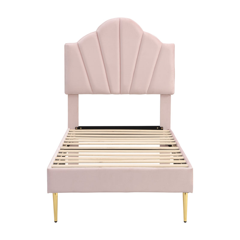 Akershus Upholstered Bed, Pink, UK Single - DE 90 x 190 cm
