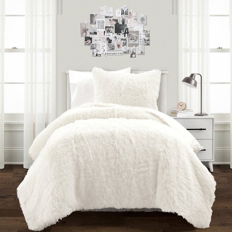 Microfiber 2 Piece Comforter Set, Ivory, Twin-XL