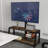 Wooden Storage TV Stand Black Tempered Glass Height Adjustable Universal Swivel Entertainment Center With Mount TV Stand-890403086