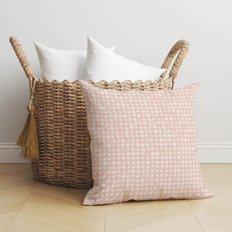 Coussin décoratif à pois assortis, H 18 po x l 18 po, Rose