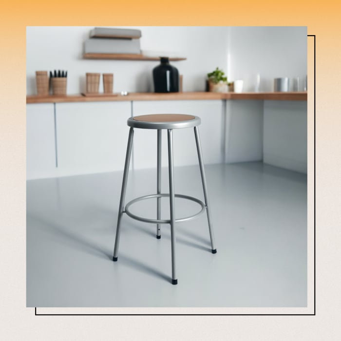 Tabouret en acier Felix, prêt à assembler, Gris, Brun / gris, Hauteur de la barre (siège d'une hauteur de 30 po