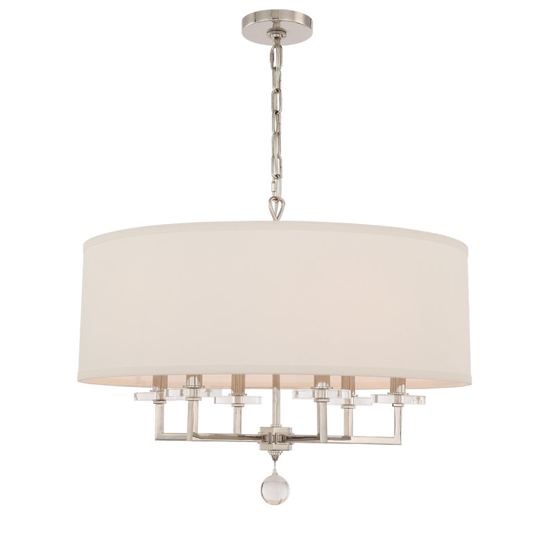 6 - Light Drum Chandelier with Crystal Accents, Polished Nickel