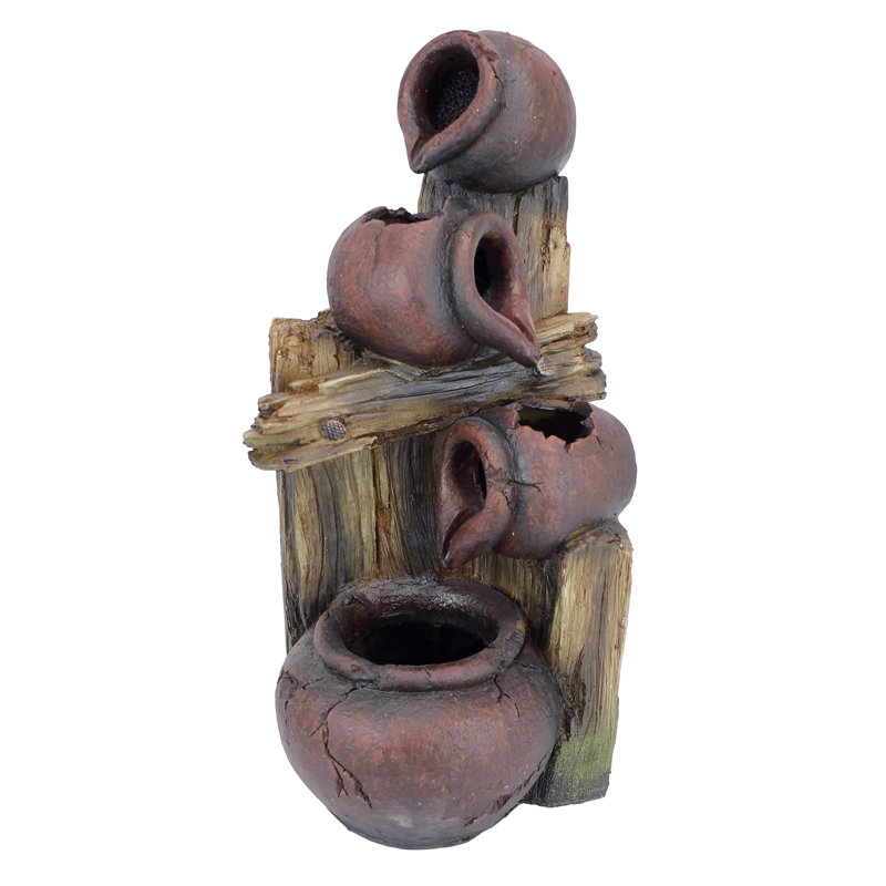 Handcrafted Outdoor Weather Resistant Cascade Fountain with Lights