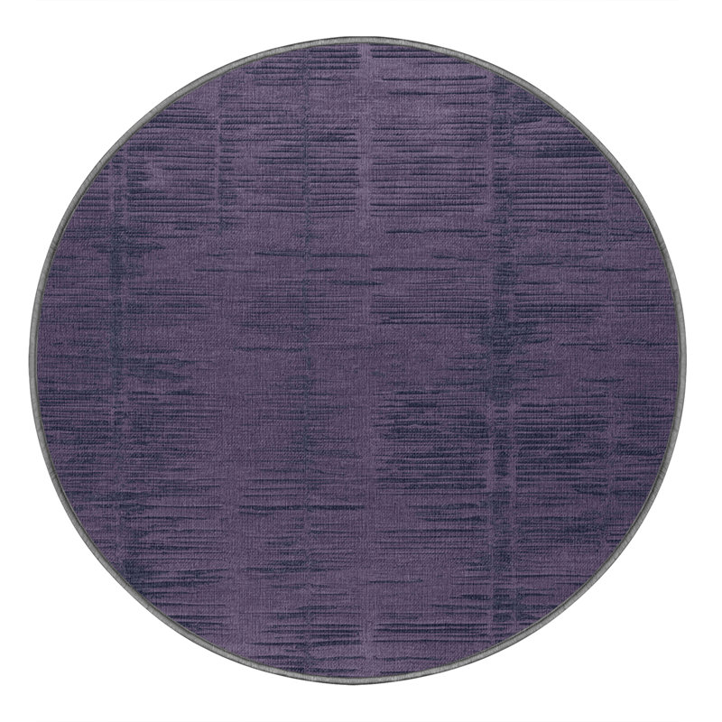 Machine Washable Abstract Purple Area Rug, Round 4'