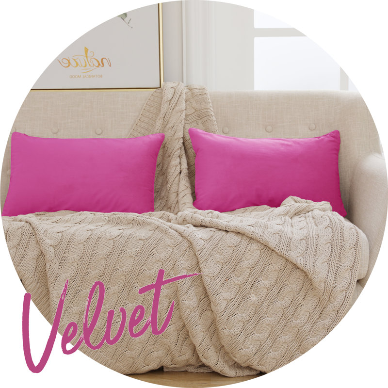 Rectangular Velvet Pillow Cover, Fushcia