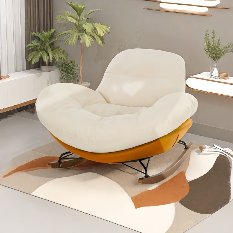 Modern Upholstered Rocking Chair, Orange