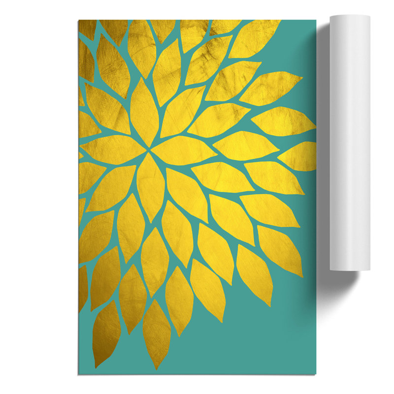 Abstract Leaves Gold - Frameless Print, 42cm H x 30cm W x 0.1cm D