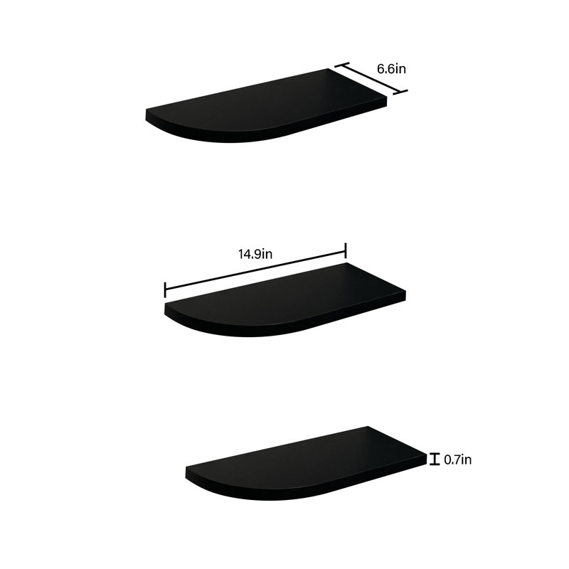 Tablette flottante 3 pièces Myrtia, Noir