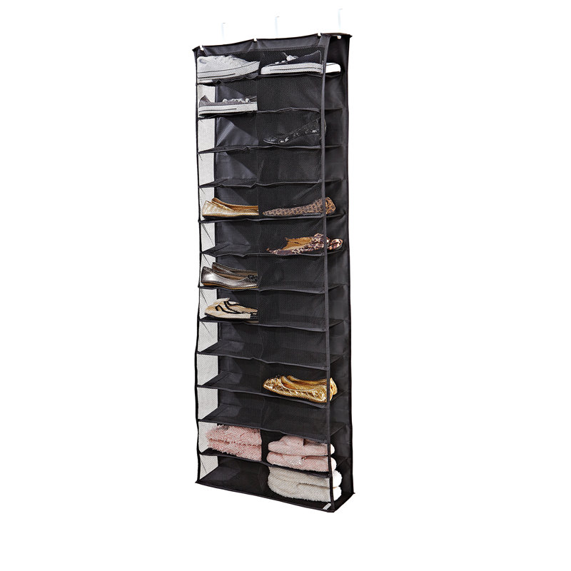 26 Pair Overdoor Shoe Organizer, Black