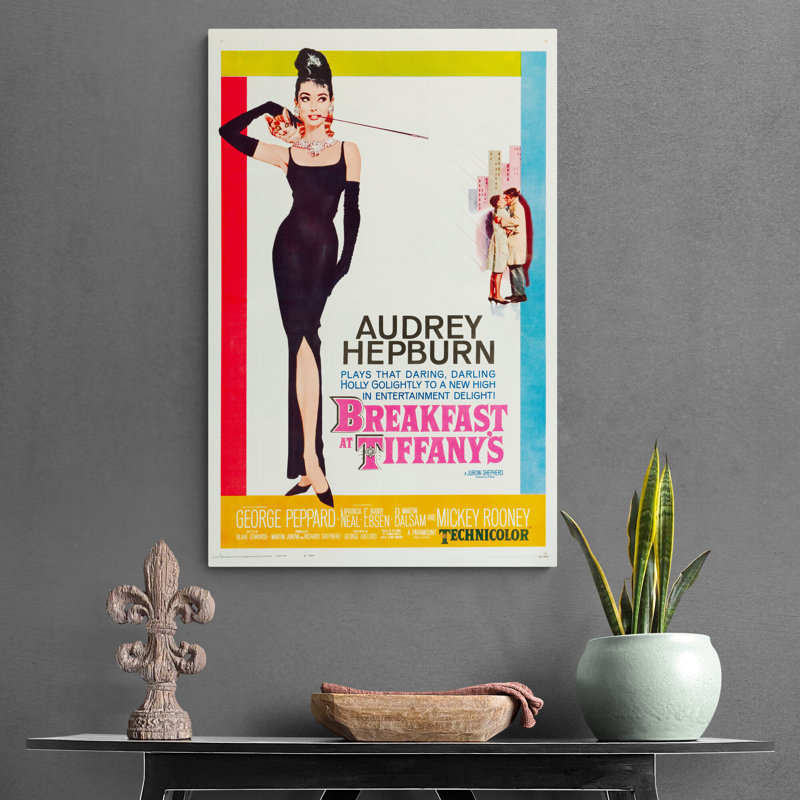 Audrey Hepburn - Breakfast At Tiffany's Movie Art - Wrapped Canvas Print, 81cm H x 61cm W x 4cm D