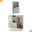 Armoire de cuisine pratique avec support pour micro-ondes, huche de cuisine avec tiroirs et tablettes réglables-1925627444