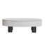 Table basse ovale avec plateau en faux marbre, table basse moderne avec tiroir caché et espace de rangement, table basse