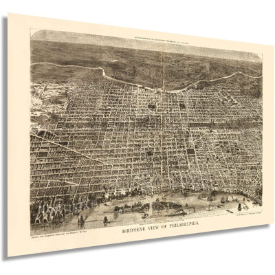 «Vintage 1872 Map of Philadelphia Pennsylvania», reproduction d'art graphique sur papier sans cadre