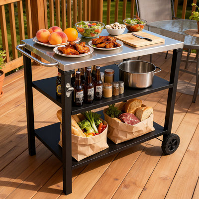 Rebrilliant 3-Tier Bar Cart with Stainless Steel Top