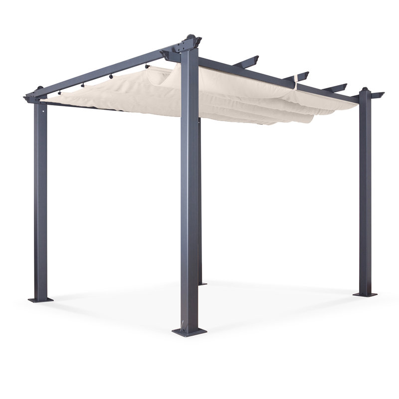 Acorn Aluminium Pergola Gazebo, White, 227cm H x 305cm W x 298cm D