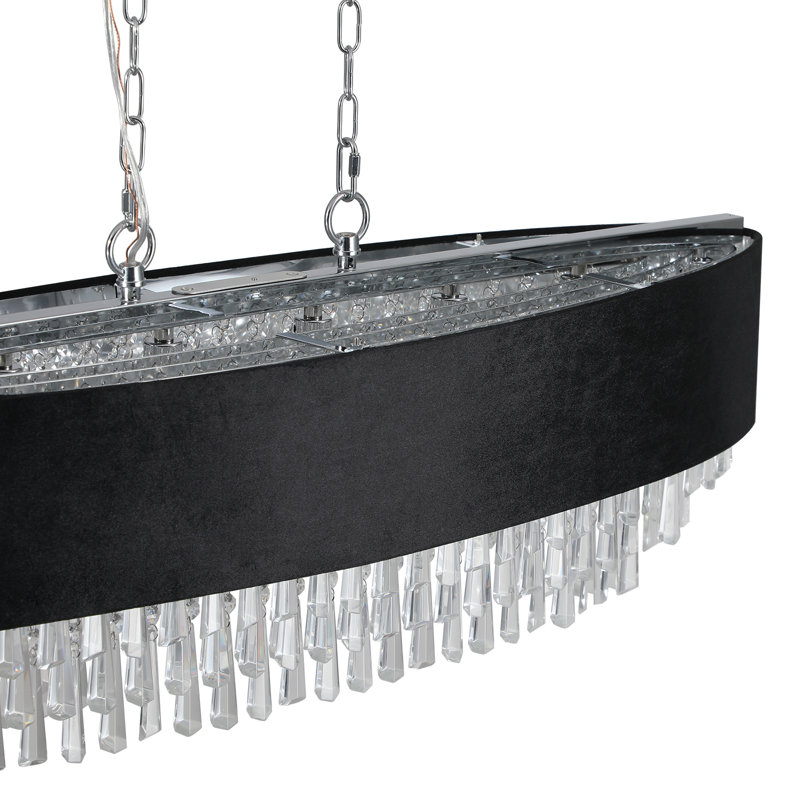 Lustre en cristal Garrett avec abat-jour imitation velours et chaîne réglable (ampoule non incluse)