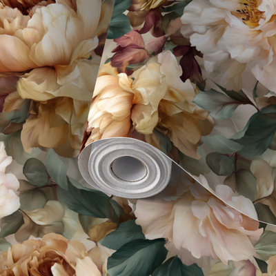 Papier auto-adhésif à peler et coller avec aquarelle florale de luxe auto-adhésive et amovible 17,7 po x 118 po (45 x 300 cm)