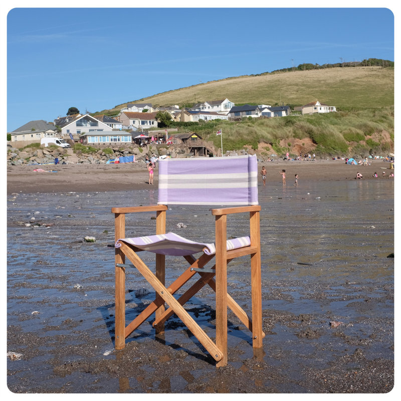 Cream Premium Director's Chair, White/Purple