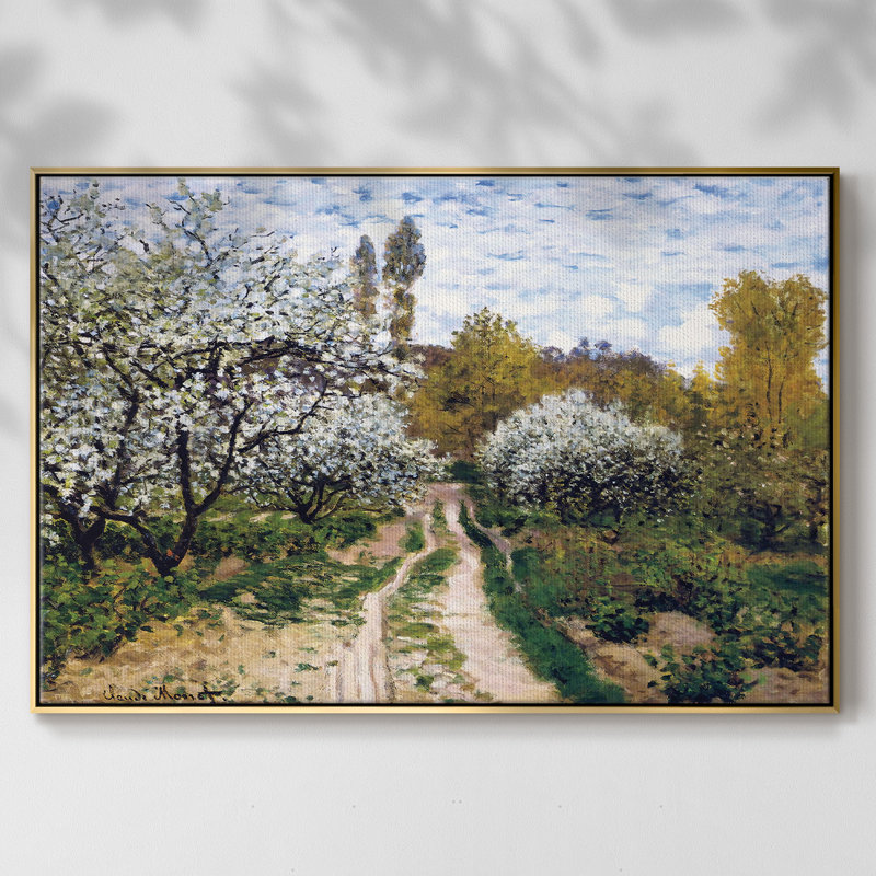 " Trees in Bloom, 1872 " Oil Print, 27" H x 41" W x 2" D, Gold