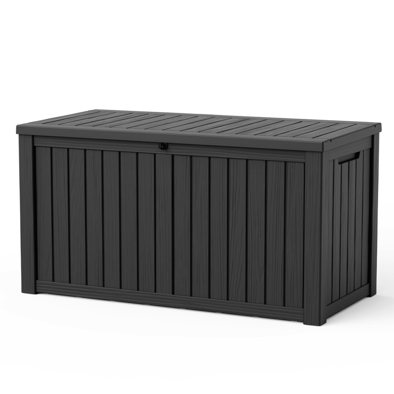 150 Gallon Water Resistant Resin Lockable Deck Box, Black