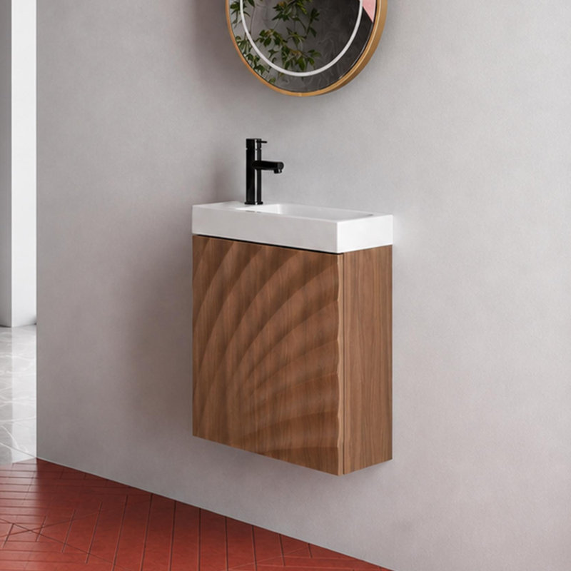 Meuble-lavabo flottant 18,5 po Ripple, Noyer