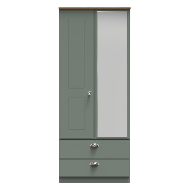 Conners Manufactured Wood Wardrobe, Reed Green/Riviera Oak