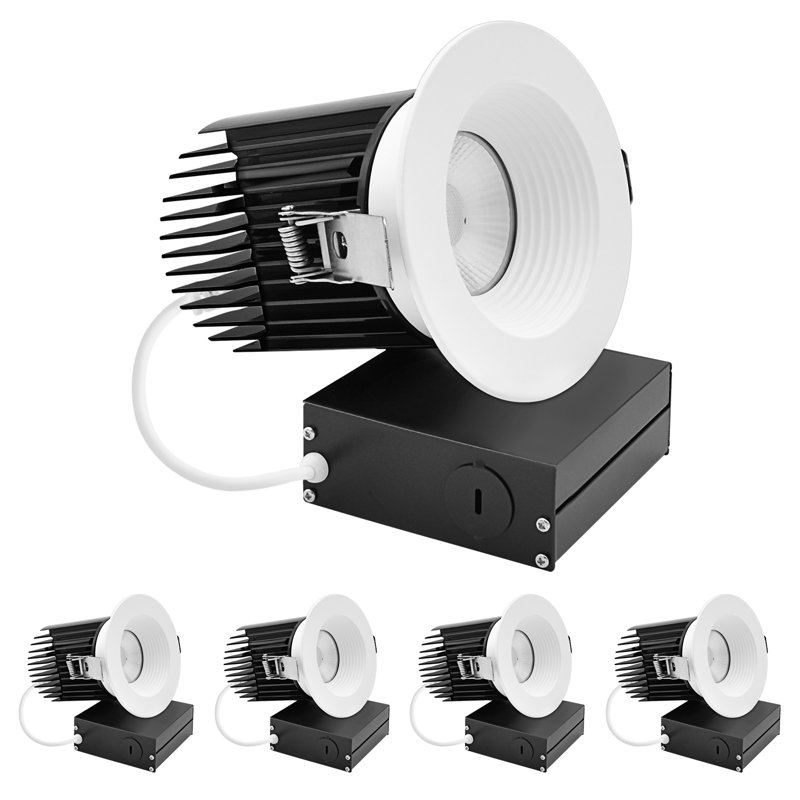 Luminaire encastré rond blanc, 4 lumières DEL Luxrit, encastré rond 4 lumières, 5 lumières, 3 lumières, 38º, 22 W, 1700LM
