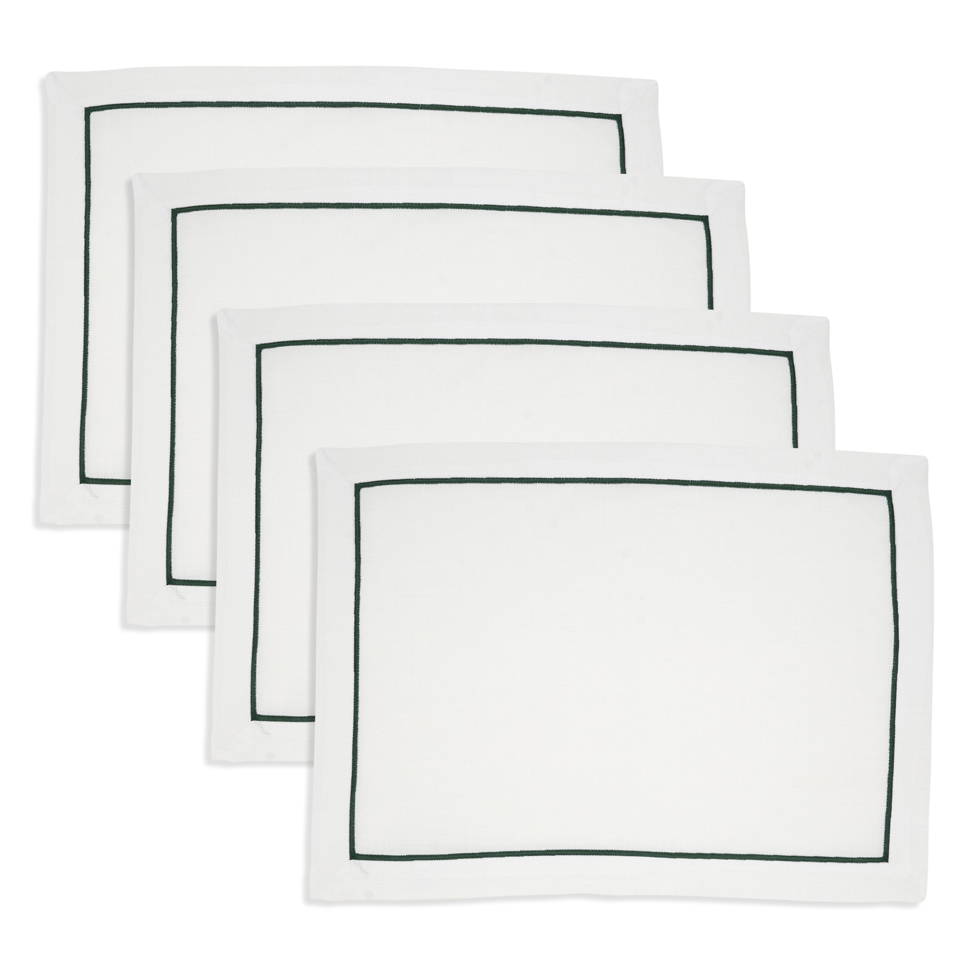 Embroidered Line Design Placemat (Set of 4), Green