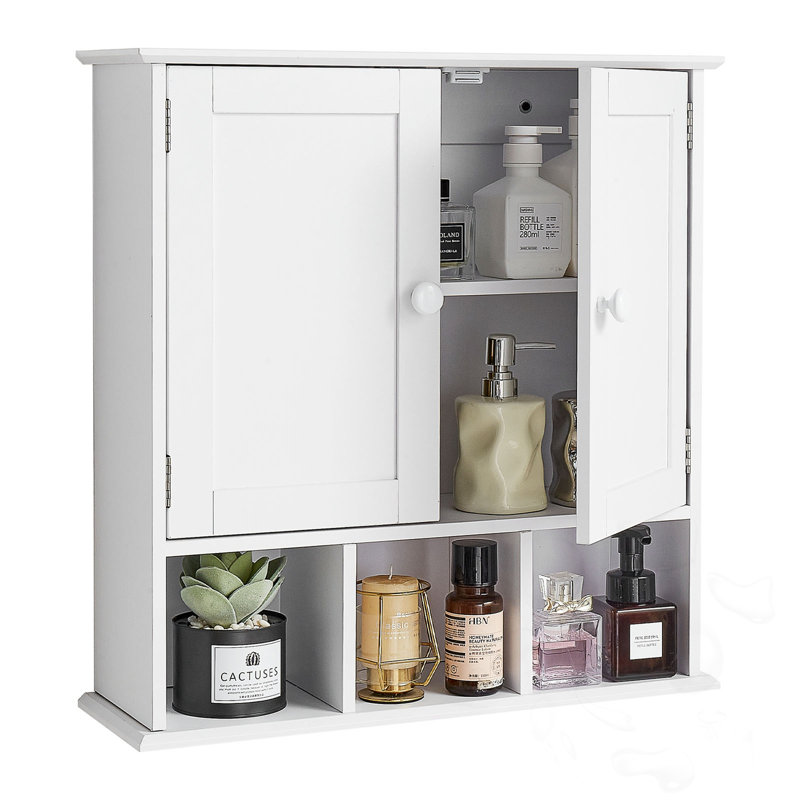 Armoire murale de salle de bain avec 2 portes et tablette réglable