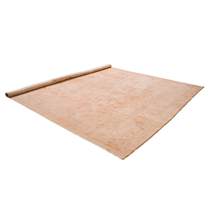 Tapis Oushak turc rétro fait à la main 9 x 12 beige et brun Anatolian