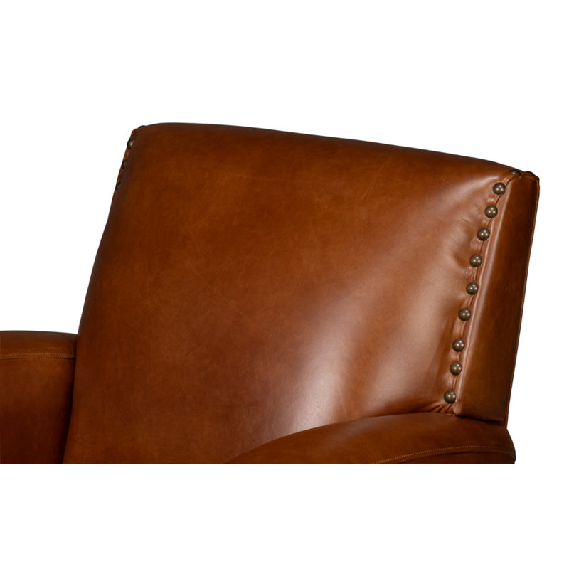 The Taft Swivel Club Chair, Brown Genuine Leather