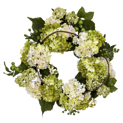 Faux Hydrangea Plastic 22'' Wreath
