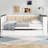 Wood Daybed With Storage Shelves, Upholstered Backrest, USB And Trundle-1932751796